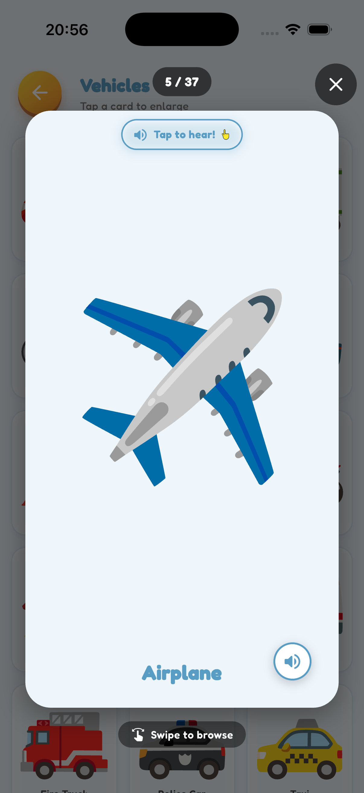 Card detail view