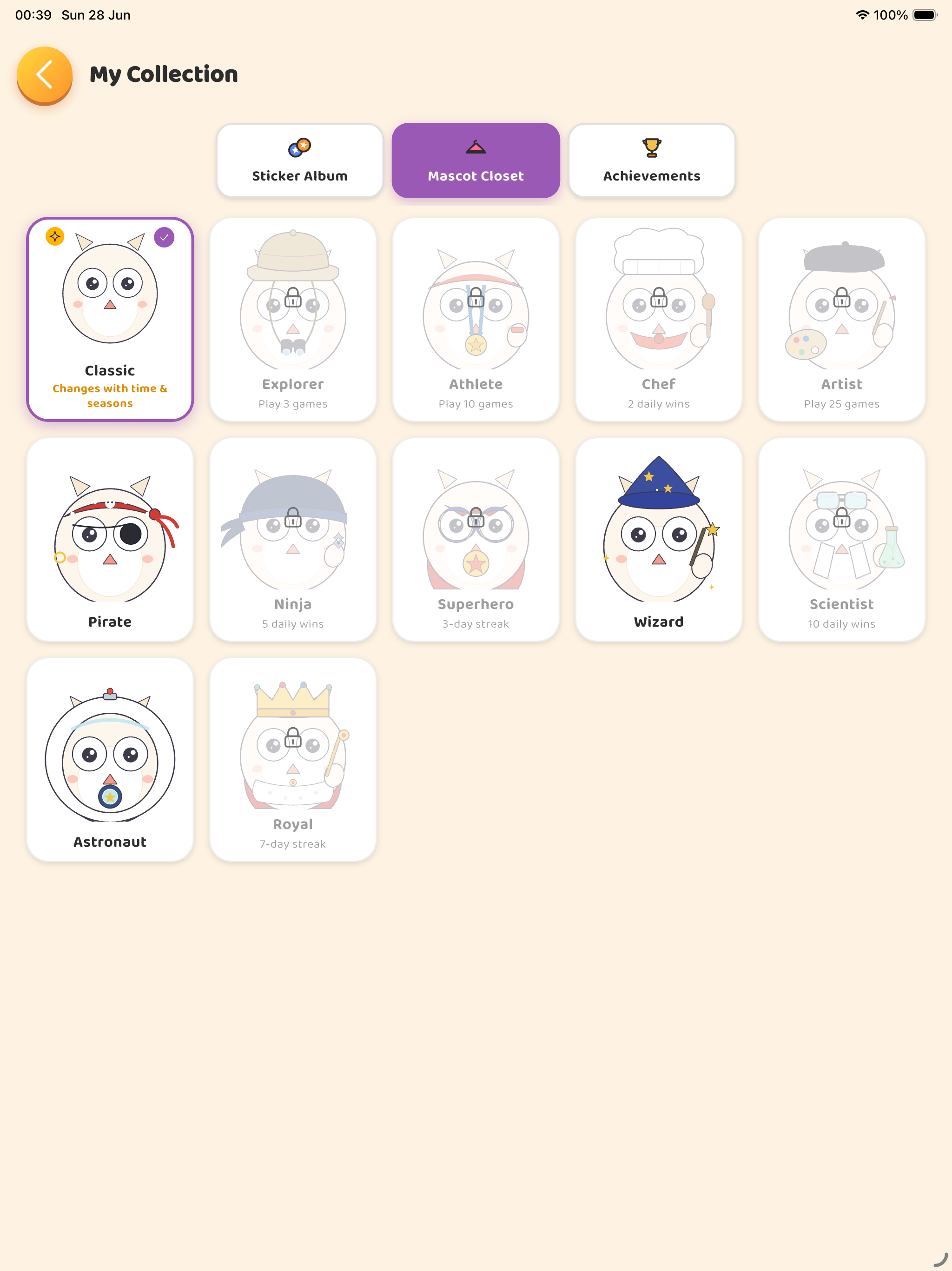Mascot closet — iPad