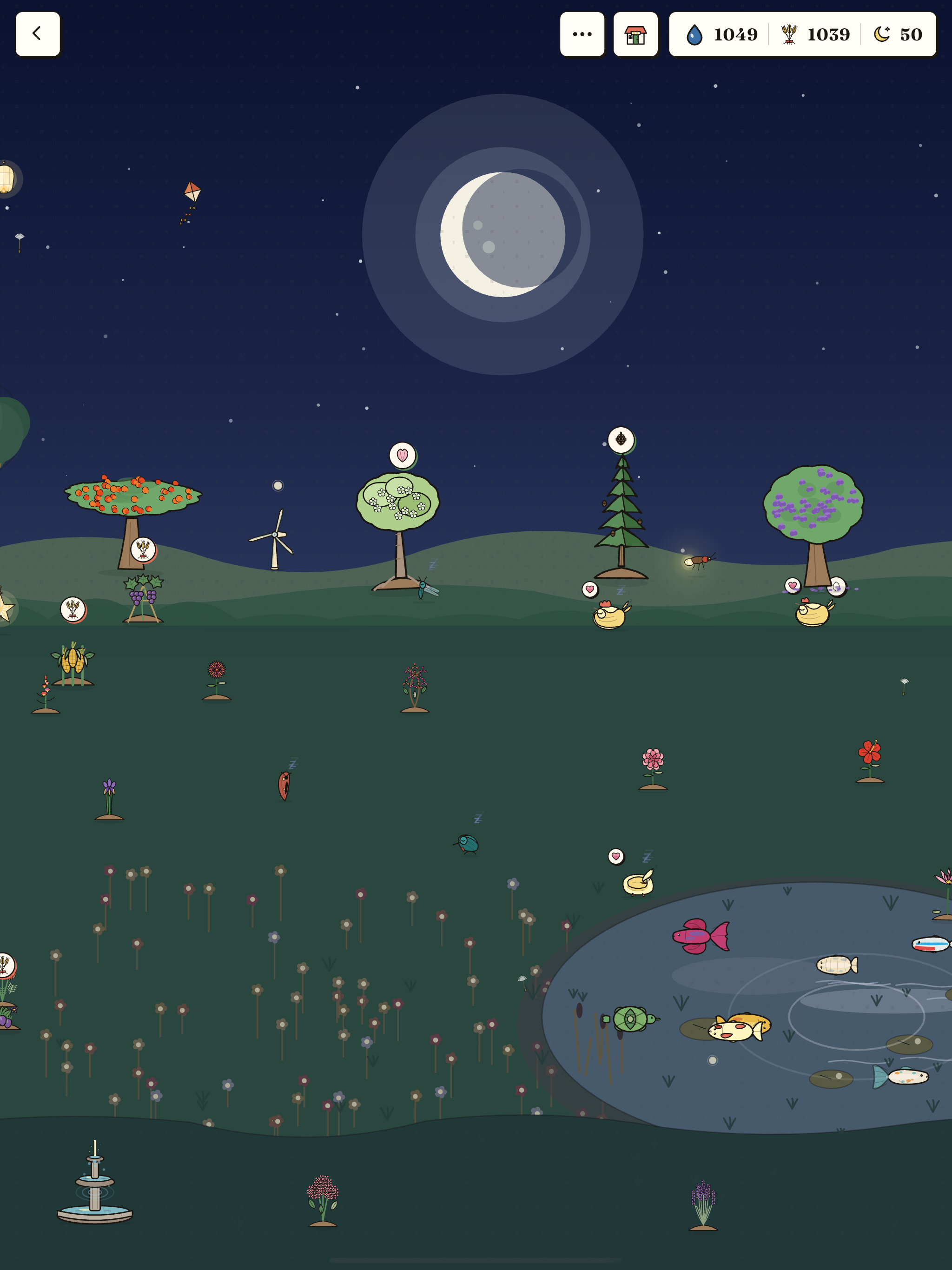 The garden at night on iPad